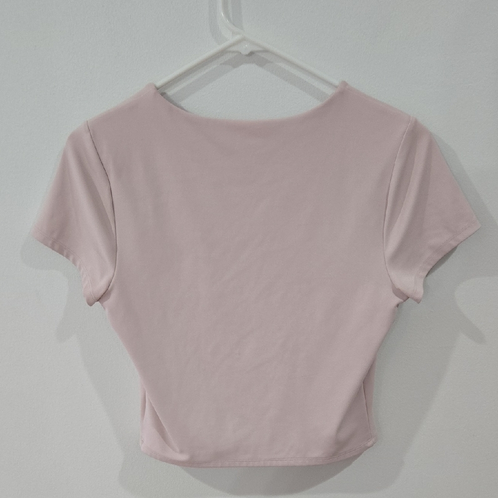 Express Light Pink Short Sleeve Crop Top - Picture 4 of 7